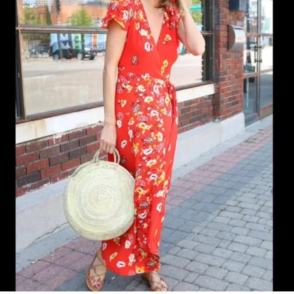 Free People Jess Floral Wrap Maxi Dress Flower